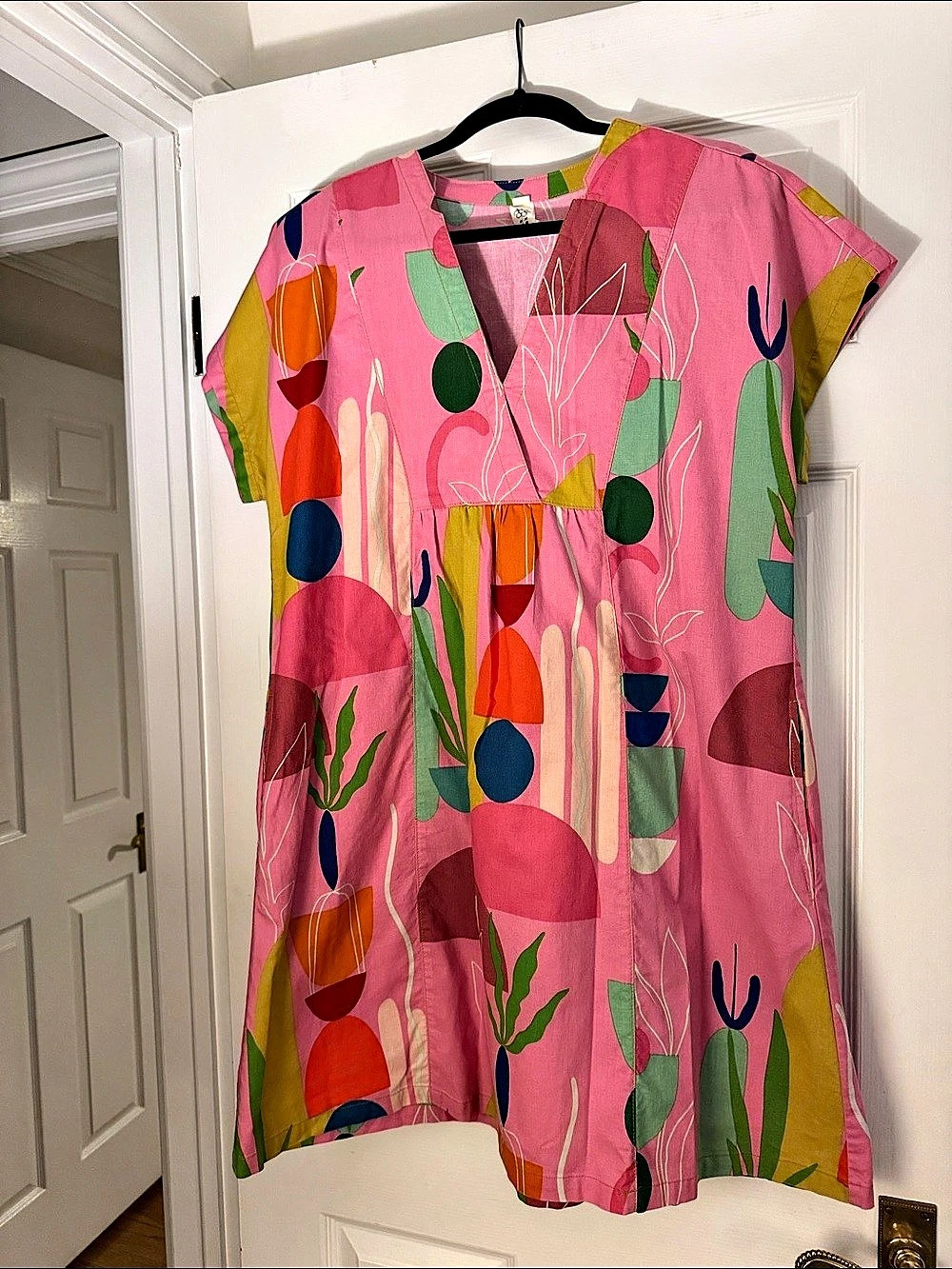 Abstract Print Mini Dress in Pink